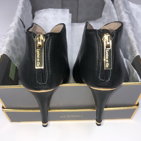 LOUISE ET CIE BLACK GOLD LEATHER BOOTIES - Picture 8 of 10